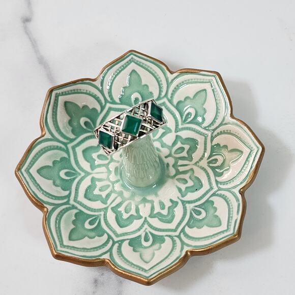 Nicky Butler Silver Weave Ring 6.5 Romantic Vtg Designer Green Chalcedony 925 - Picture 8 of 8